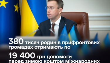 Понад 380 тисяч родин у прифронтових громадах отримають по 19,4 тисячі гривень на зиму